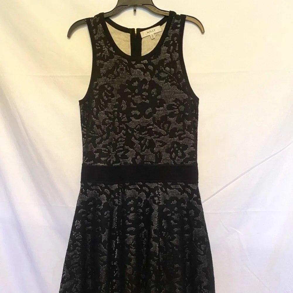 Beautiful! MILLY ~Women Black Soft Fit & Flare Sleeveless Dress ~ Size S - Picture 1 of 9